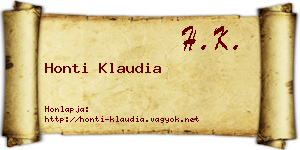 Honti Klaudia névjegykártya